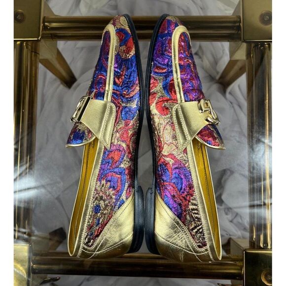 DOLCE & GABBANA Multicolor Jacquard Gold-Tone DG Logo Slip-On Loafers Si… - Picture 6 of 16